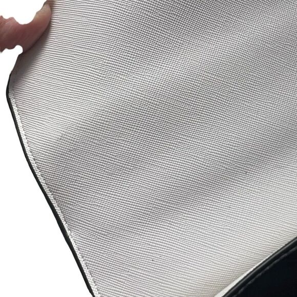 Dune London White Saffiano Leather Leopard Print Calf Hair Fur Trimmed Hand Bag - Picture 12 of 15